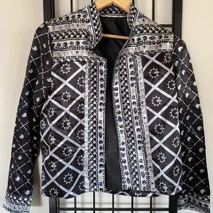 Womans Black and Silver Short, Light Silk-ish Jacket